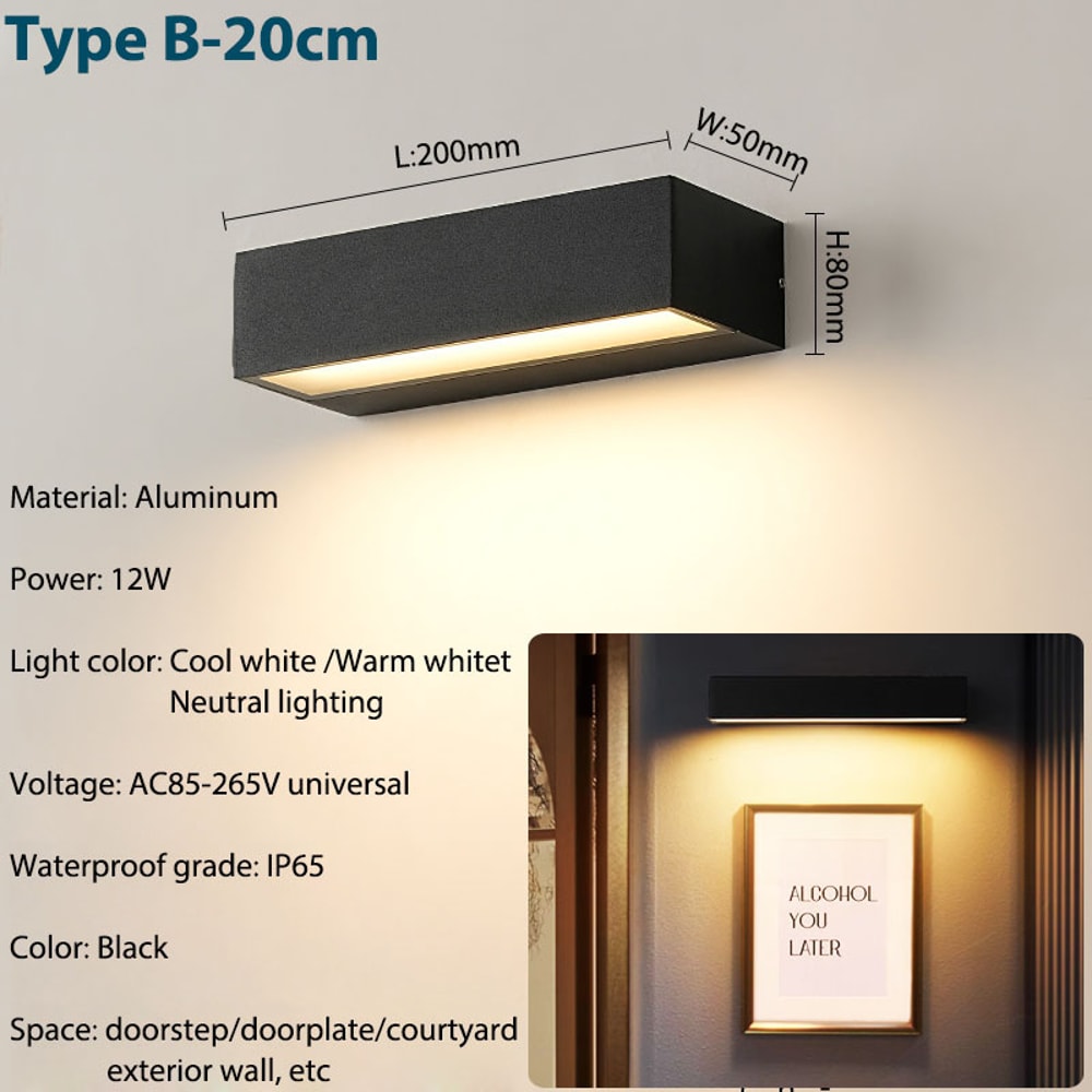 Waterproof Lamp For House Patio Doorway Aluminum Exterior Wall Light Fixtures Garage Decor 7