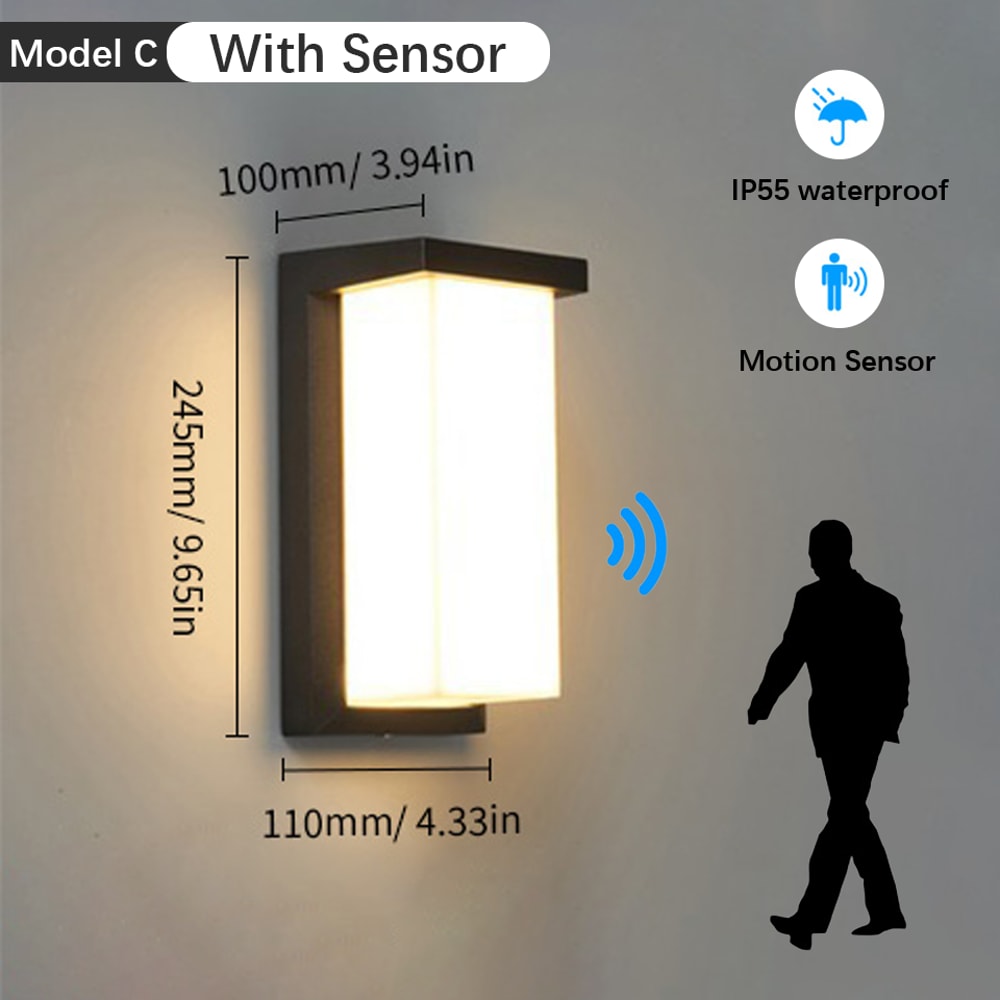 Waterproof Motion Sensor Wall Lamp LED Light For Outside Garden Porch Stairs 7