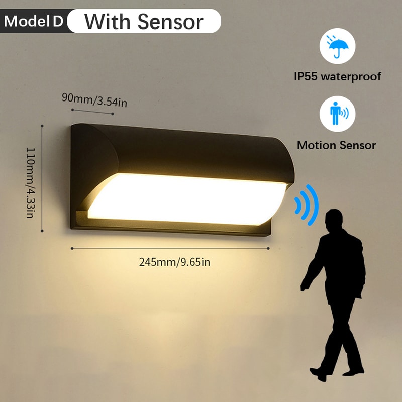 Waterproof Motion Sensor Wall Lamp LED Light For Outside Garden Porch Stairs 8