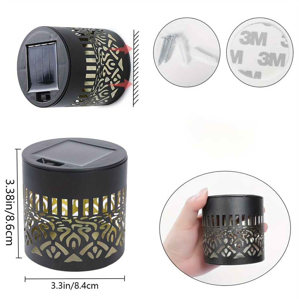 LED Solar Lights for Garden, Fence Lights with Cut-Out Design for Outdoor Wall and Step Illumination