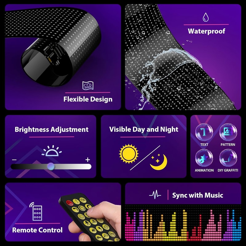 Flexible Screen LED Light Demon's Eye Scrolling Sign for Car and Store Displays