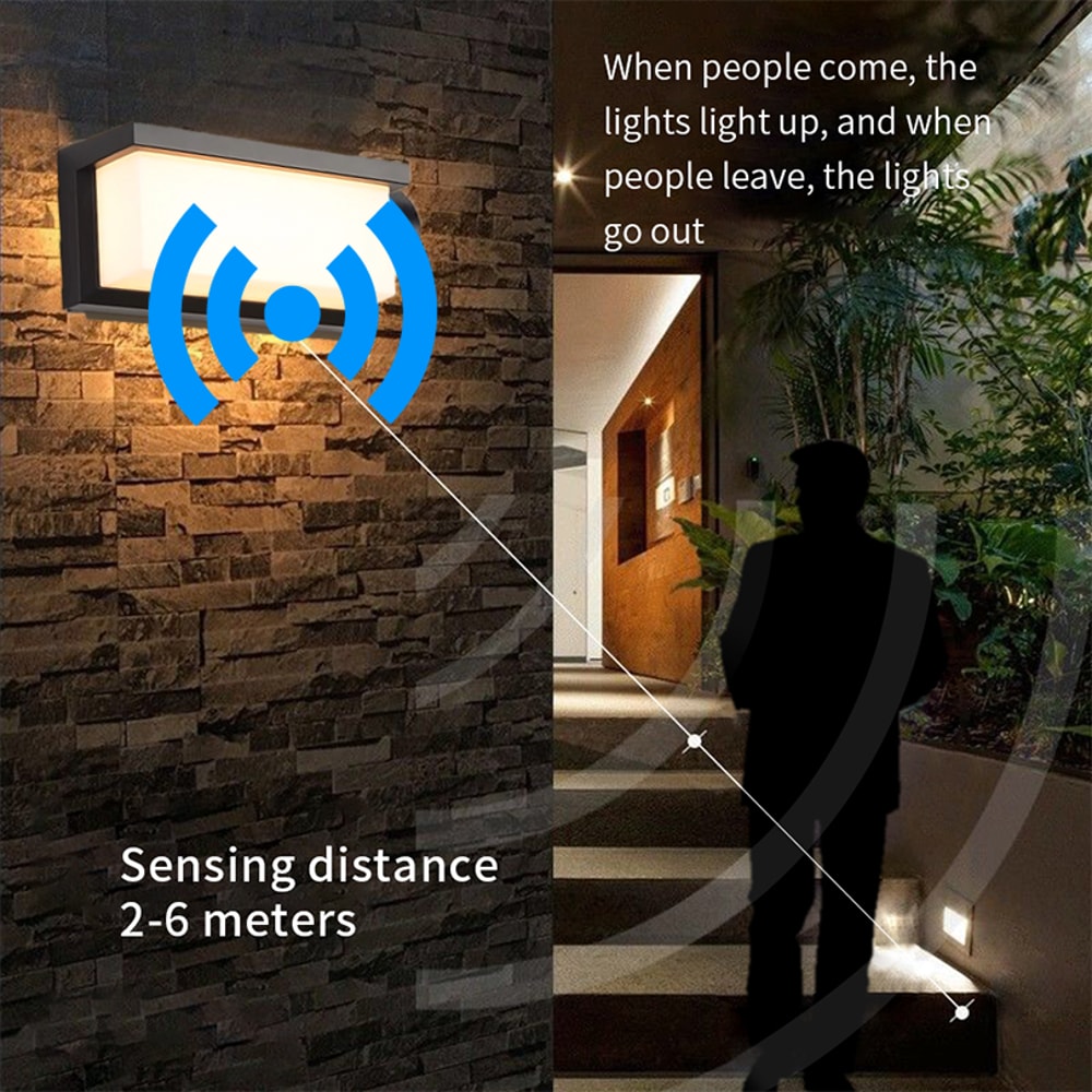 Radar Motion Sensor Outdoor Lamp with Waterproof LED Wall Light for Balcony and Garden Use