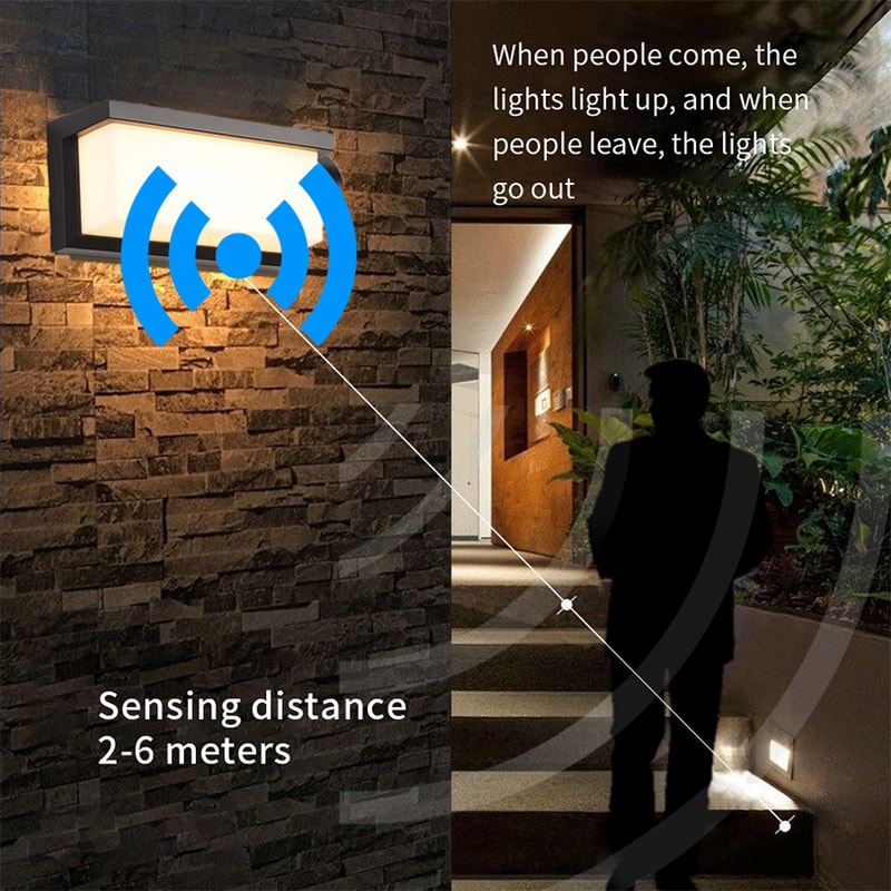 Radar Motion Sensor Outdoor Lamp with Waterproof LED Wall Light for Balcony and Garden Use