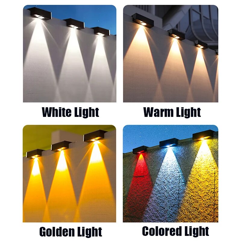 Wireless Outdoor Square Solar Wall Lights Waterproof Garden Wall Lamps 2