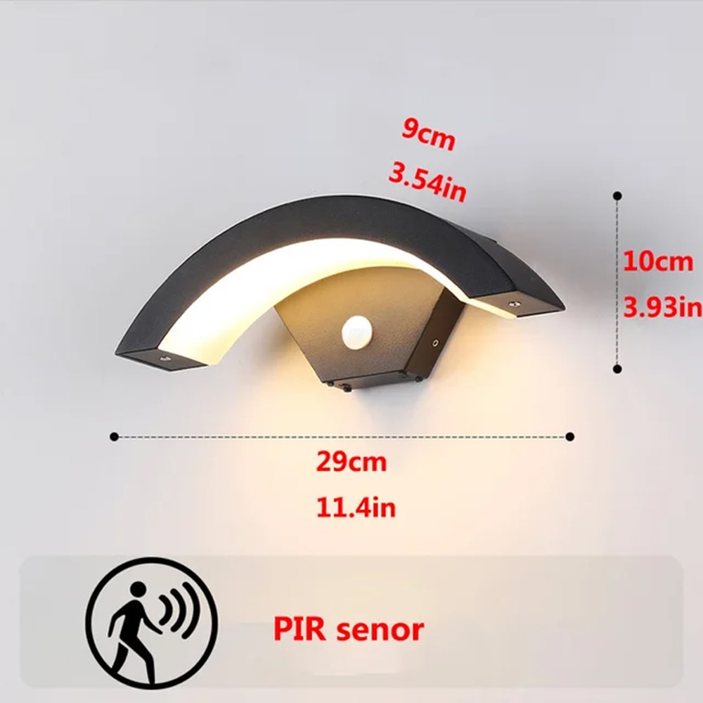 Outdoor PIR Motion Sensor Wall Lamp for Porch, Garden, Balcony, Waterproof Landscape Lighting