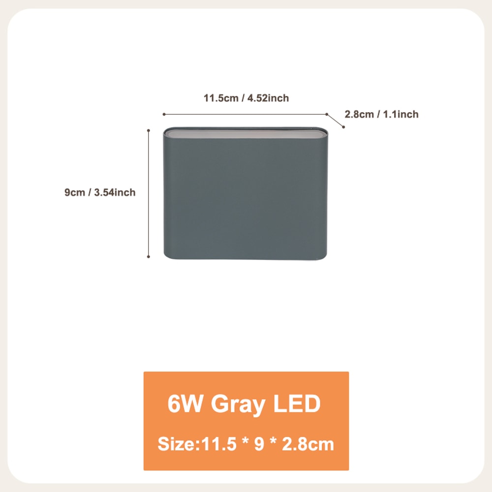 Modern Aluminum Waterproof LED Wall Light, Up Down Lighting for Garden, Outdoor, Indoor Patio Decoration