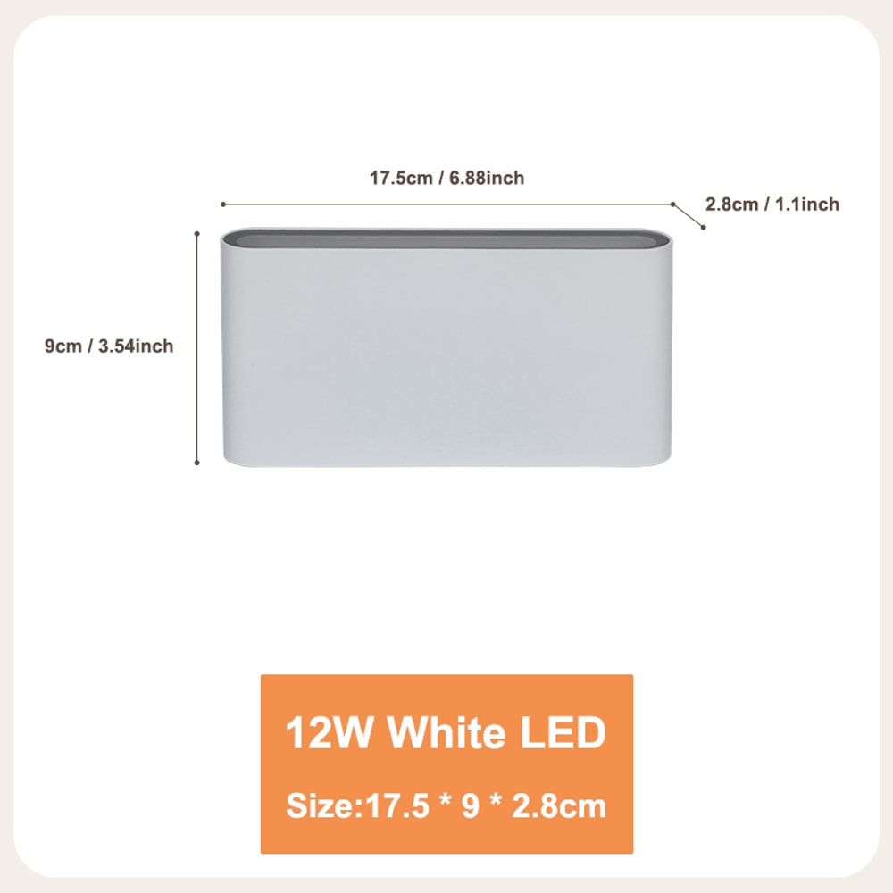 Modern Aluminum Waterproof LED Wall Light, Up Down Lighting for Garden, Outdoor, Indoor Patio Decoration
