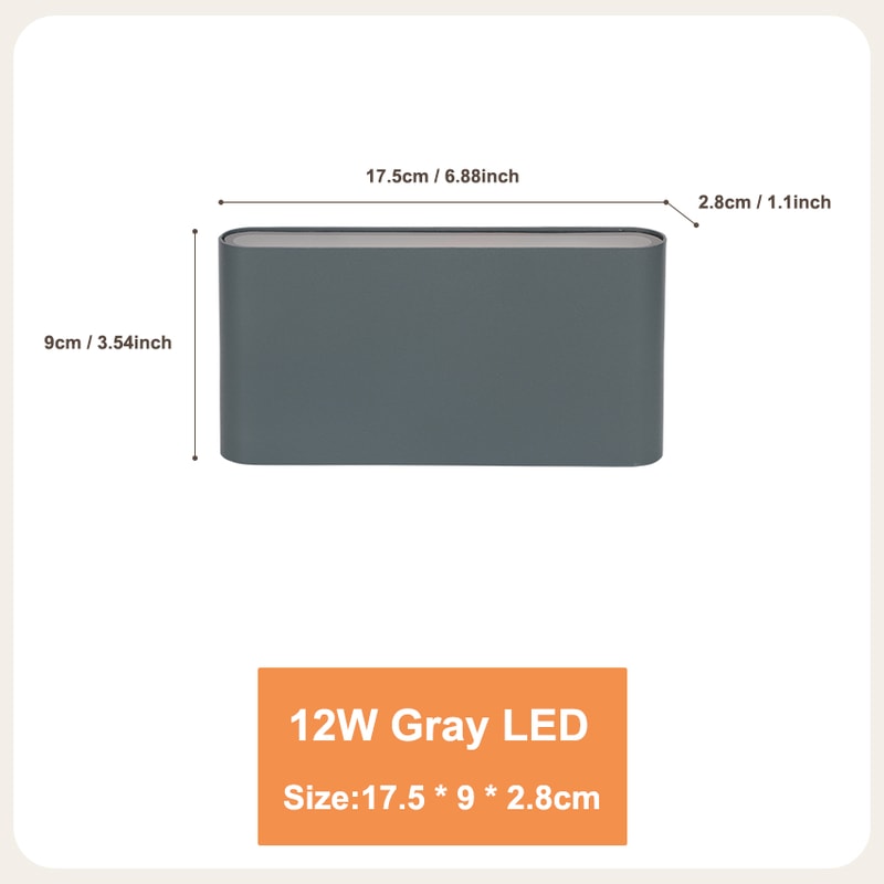 Modern Aluminum Waterproof LED Wall Light, Up Down Lighting for Garden, Outdoor, Indoor Patio Decoration