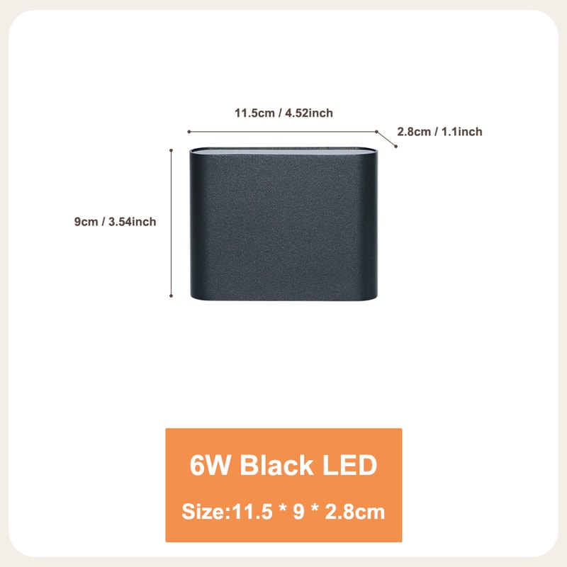 Modern Aluminum Waterproof LED Wall Light, Up Down Lighting for Garden, Outdoor, Indoor Patio Decoration