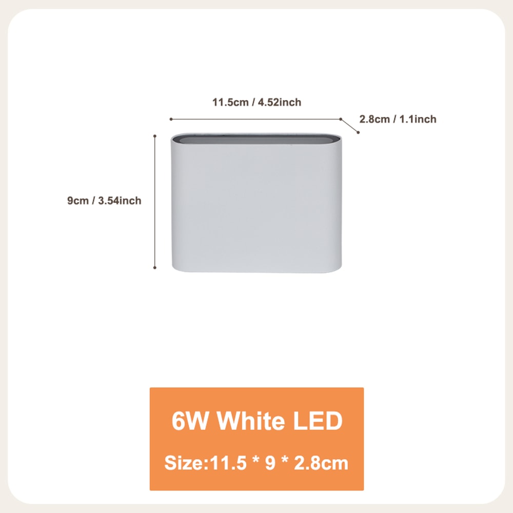 Modern Aluminum Waterproof LED Wall Light, Up Down Lighting for Garden, Outdoor, Indoor Patio Decoration