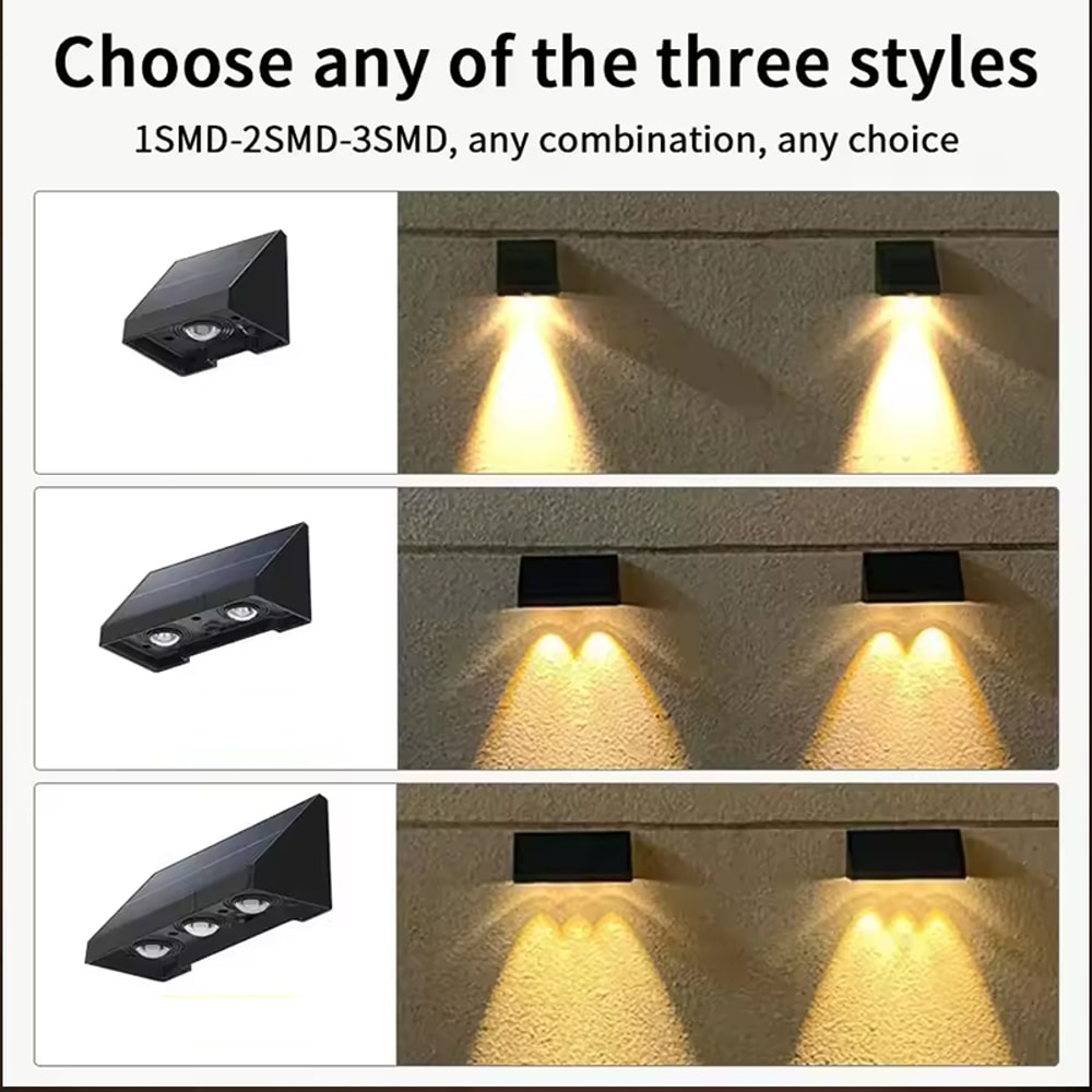 Solar Powered Garden Light for House Number Address Sign, Solar Wall Lamp Outdoor Waterproof Warm White Fence Light