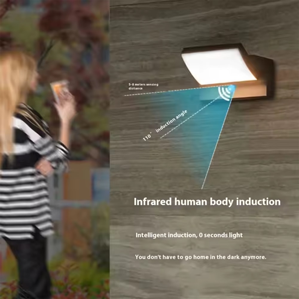 LED Wall Light with Sensor, Waterproof, Ideal for Bedroom, Garden, Corridor, Balcony