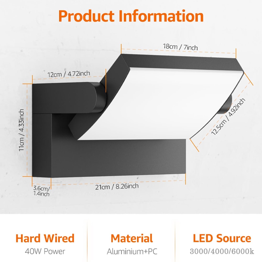 LED Wall Light with Sensor, Waterproof, Ideal for Bedroom, Garden, Corridor, Balcony