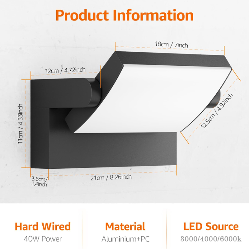 LED Wall Light with Sensor, Waterproof, Ideal for Bedroom, Garden, Corridor, Balcony