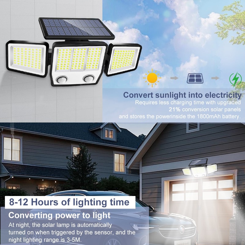 Solar Security Flood Lights Waterproof Sensor Lights Wall Light For Yard Garden Patio Pathway 3