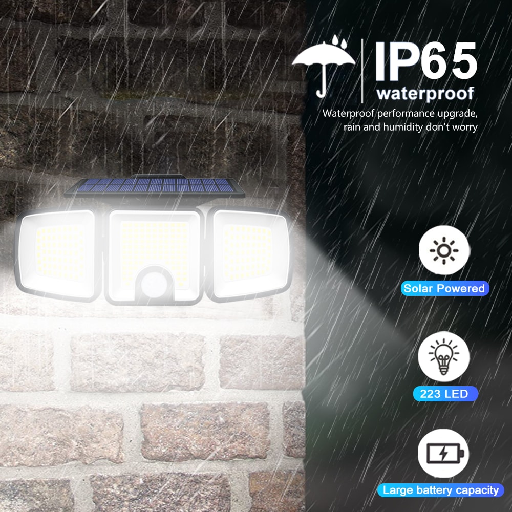 Solar Security Flood Lights Waterproof Sensor Lights Wall Light For Yard Garden Patio Pathway 5