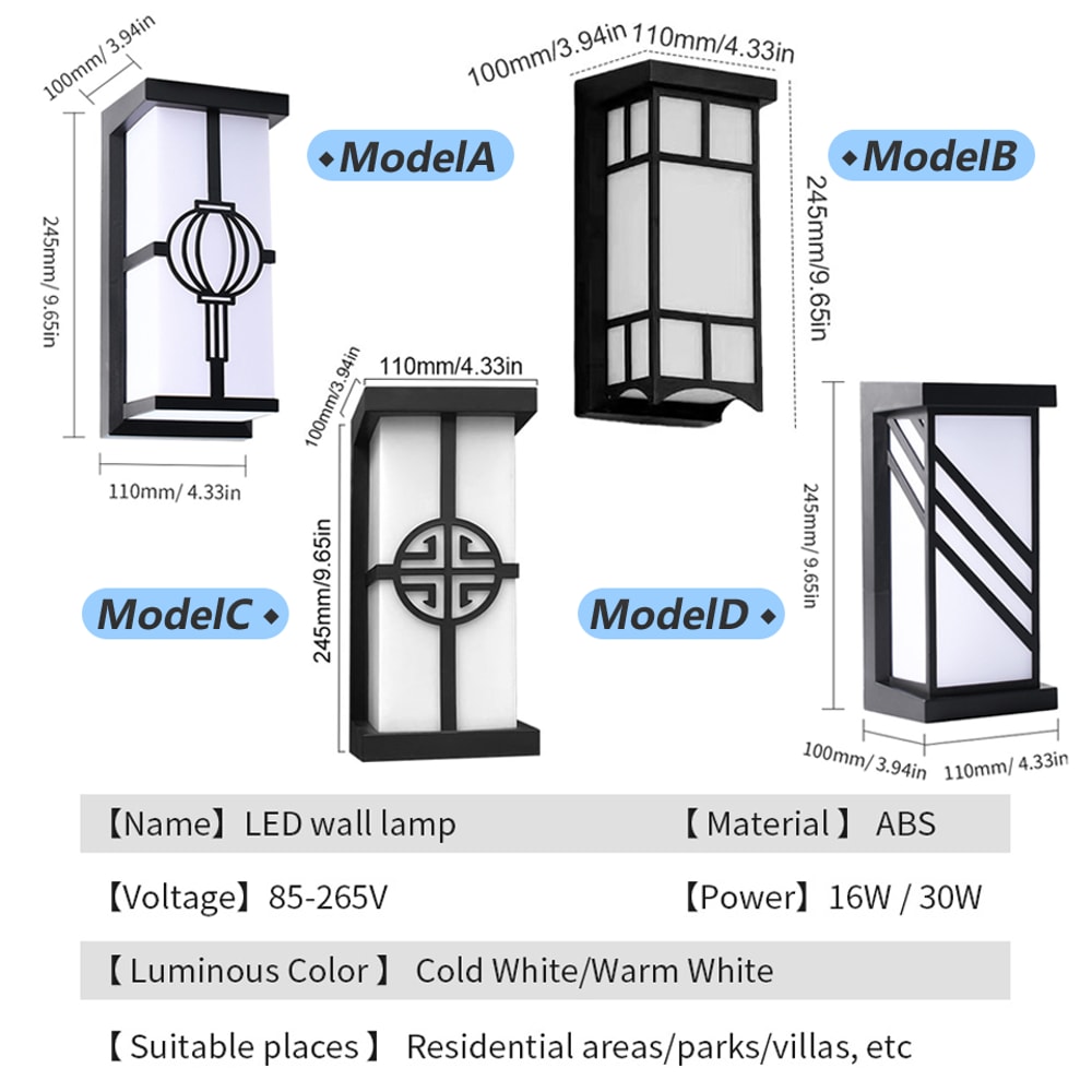 Waterproof Sensor Wall Light Exterior Garden Lamp For Porch Balcony Street 3