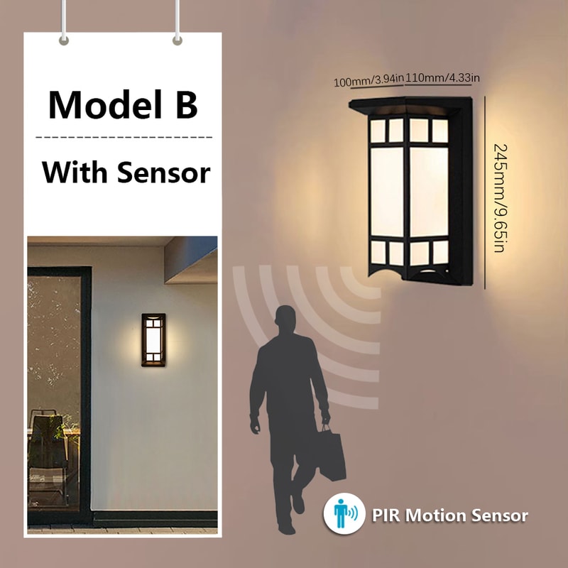 Waterproof Sensor Wall Light Exterior Garden Lamp For Porch Balcony Street 7