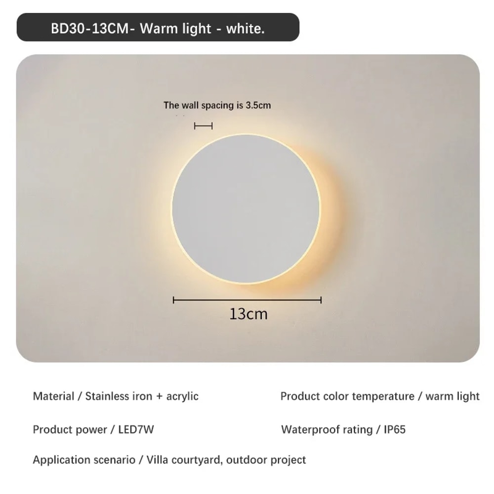 Solar Eclipse Circular Wall Lamp for Bedroom, Corridor & Garden Sconce Night Light