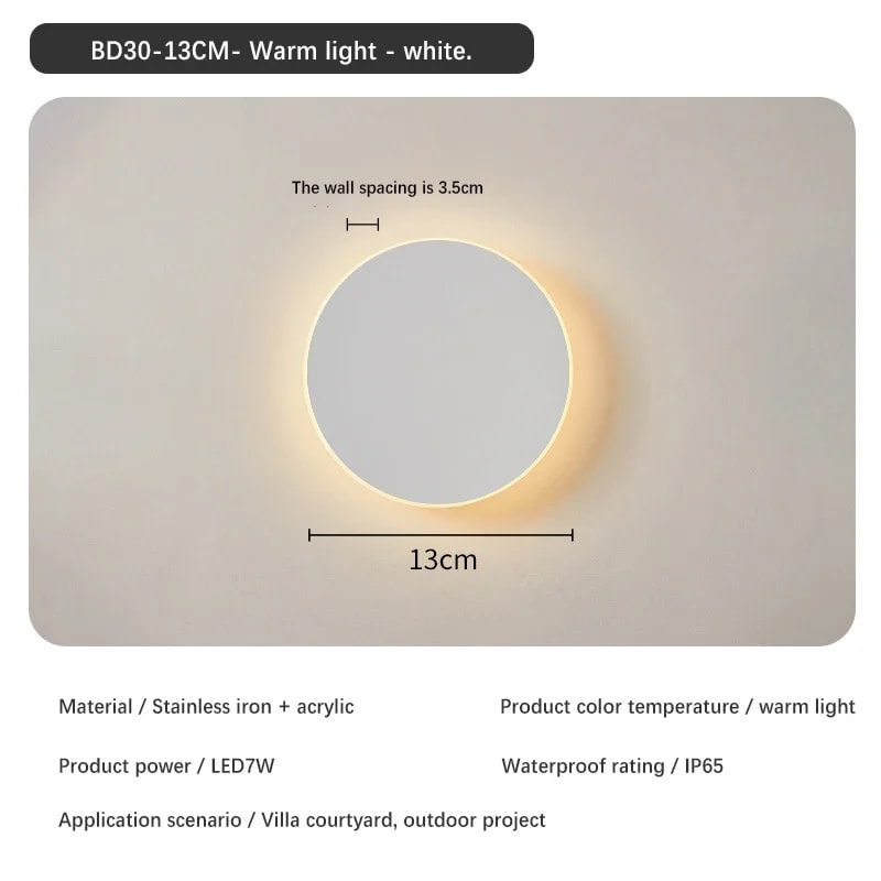 Solar Eclipse Circular Wall Lamp for Bedroom, Corridor & Garden Sconce Night Light