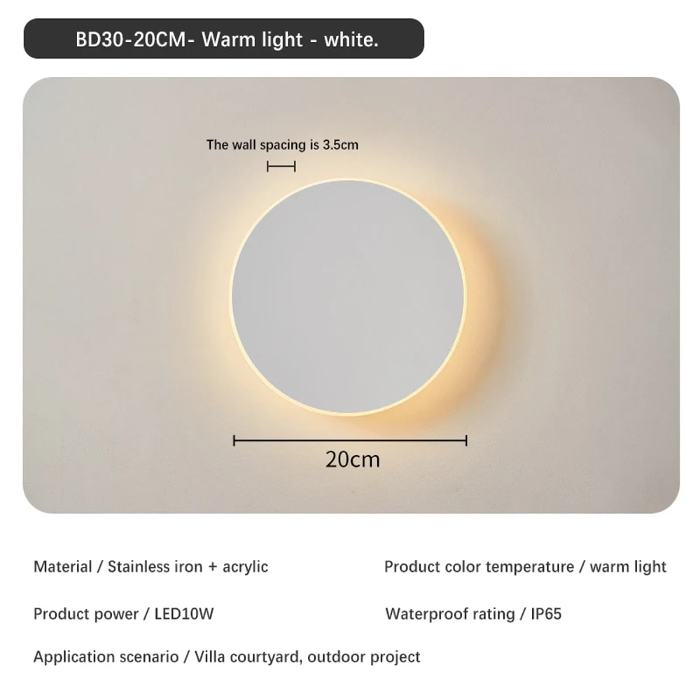 Solar Eclipse Circular Wall Lamp for Bedroom, Corridor & Garden Sconce Night Light