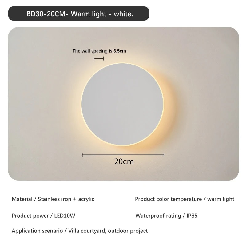 Solar Eclipse Circular Wall Lamp for Bedroom, Corridor & Garden Sconce Night Light