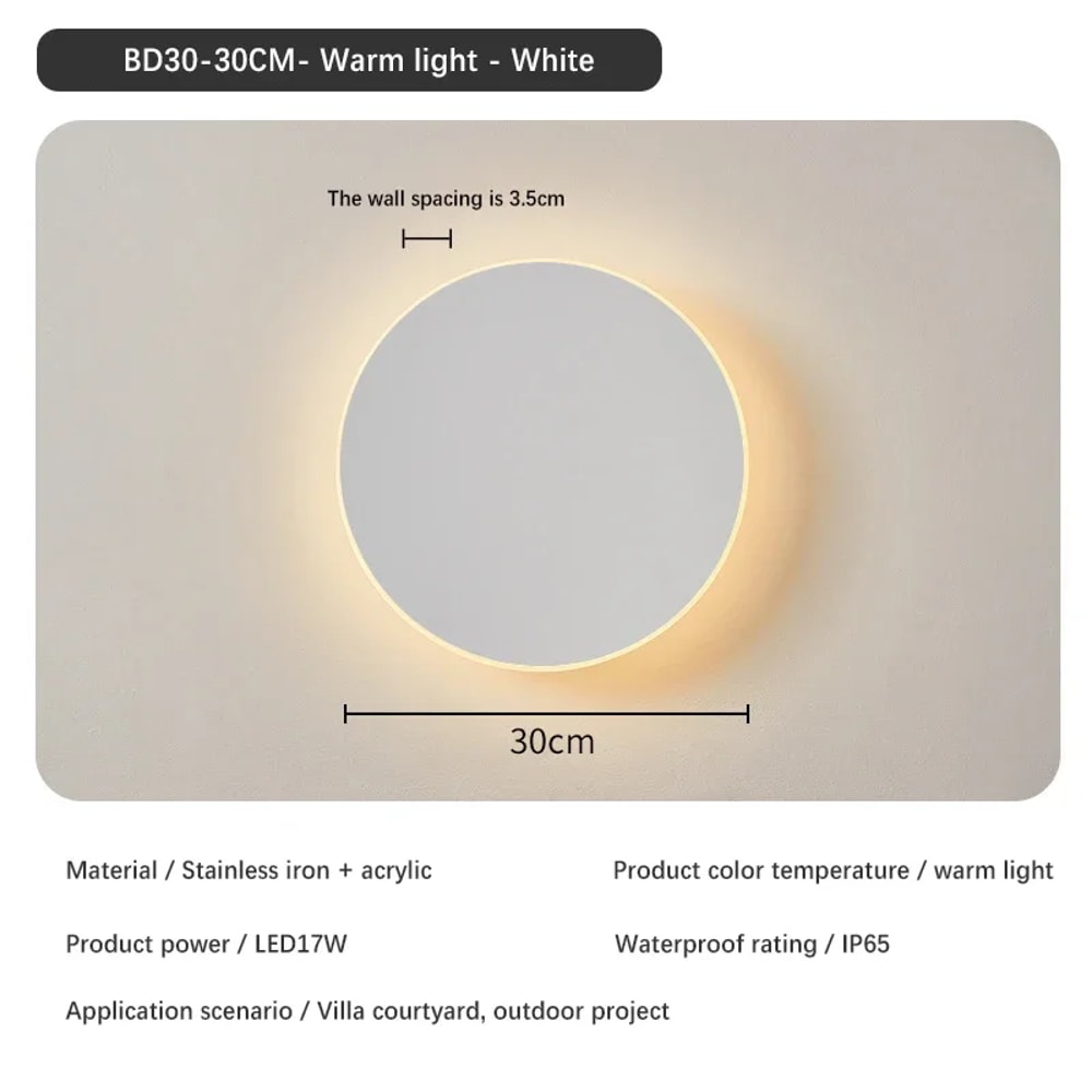 Solar Eclipse Circular Wall Lamp for Bedroom, Corridor & Garden Sconce Night Light