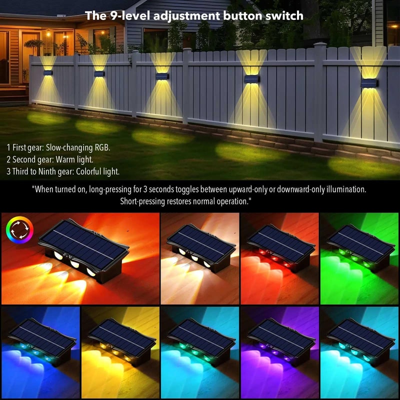 Solar Waterproof Up And Down Luminous Lighting For House Garden Exterior Wall Decoration 3