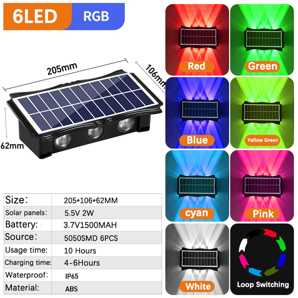 Solar Waterproof Up And Down Luminous Lighting For House Garden Exterior Wall Decoration 9