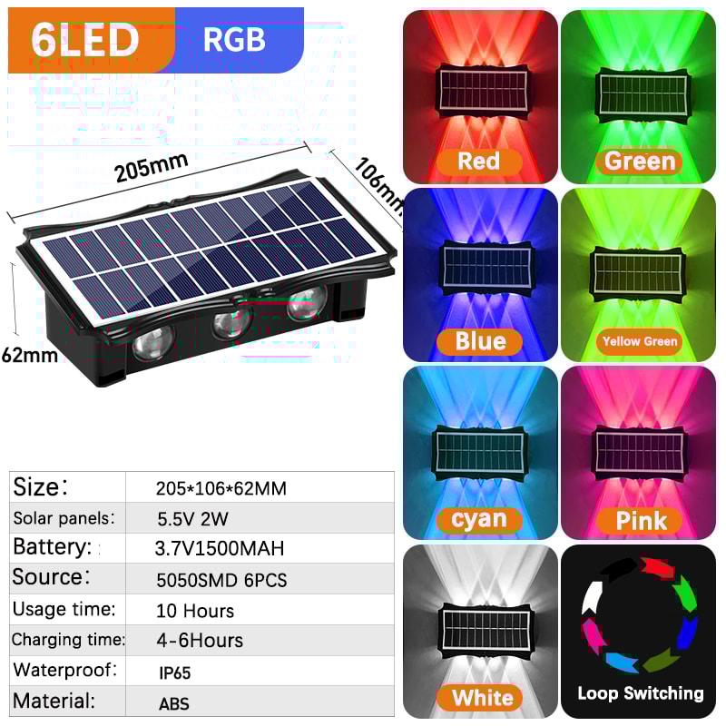Solar Waterproof Up And Down Luminous Lighting For House Garden Exterior Wall Decoration 9