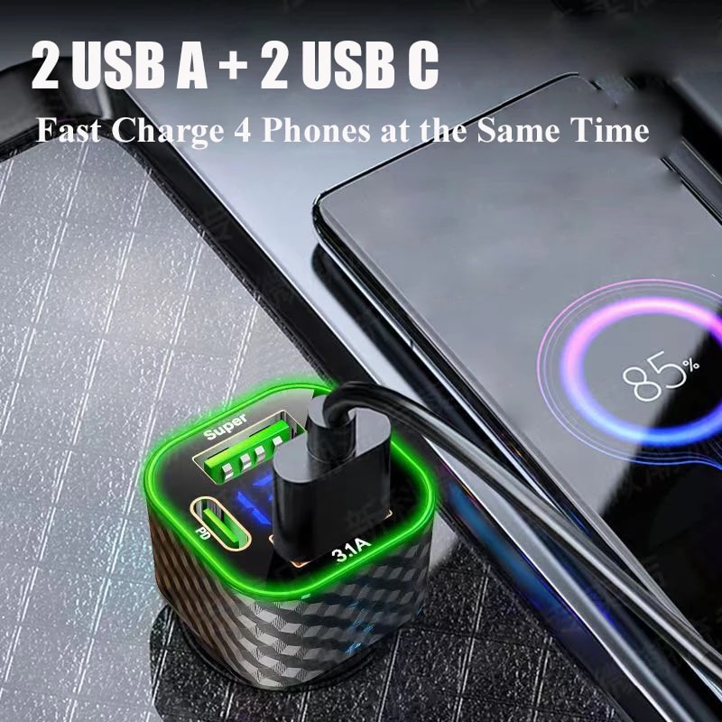 Super Fast Car Phone Charger Dual PD Voltage Display Adapter For IPhone Xiaomi Oppo Vivo Samsung 1