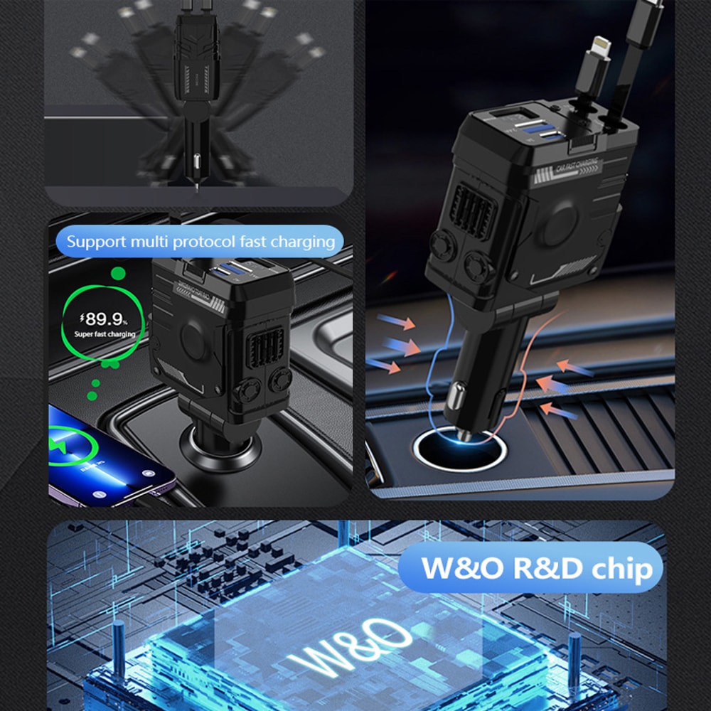 Car Charger Adapter For IPhone Samsung Fast Charging Car Charging Cable Ports 2