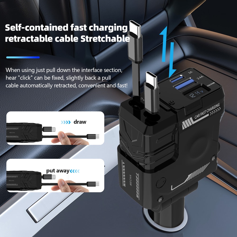 Car Charger Adapter For IPhone Samsung Fast Charging Car Charging Cable Ports 5