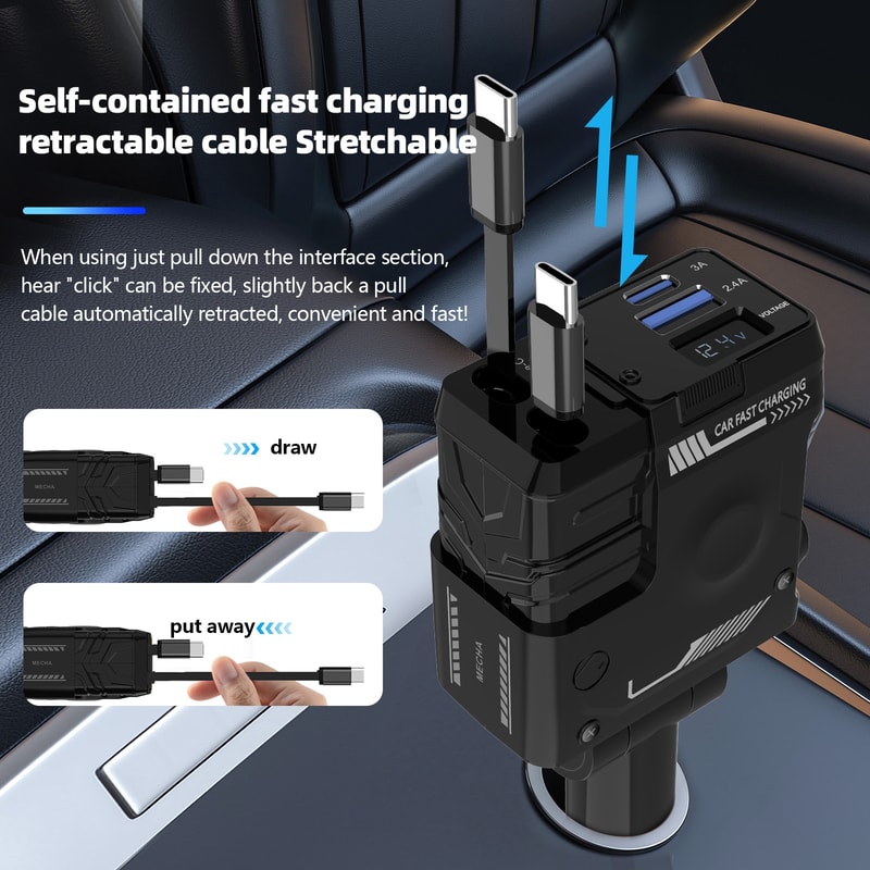 Car Charger Adapter For IPhone Samsung Fast Charging Car Charging Cable Ports 5