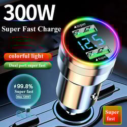super fast charging car adapter with led light, voltage monitor for iphone, samsung, huawei, oppo