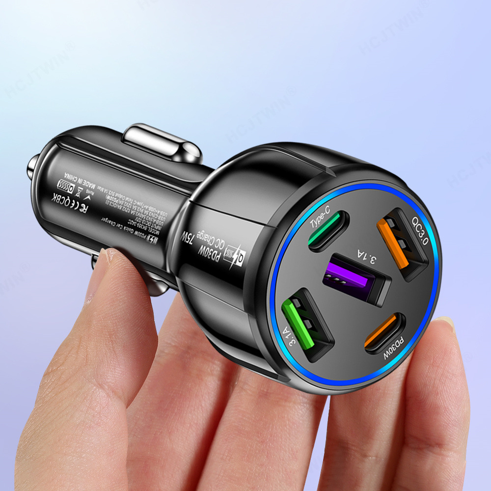 Fast Charging Car Phone Charger for iPhone, Samsung, Xiaomi, Quick Charge Cigarette Lighter Adapter