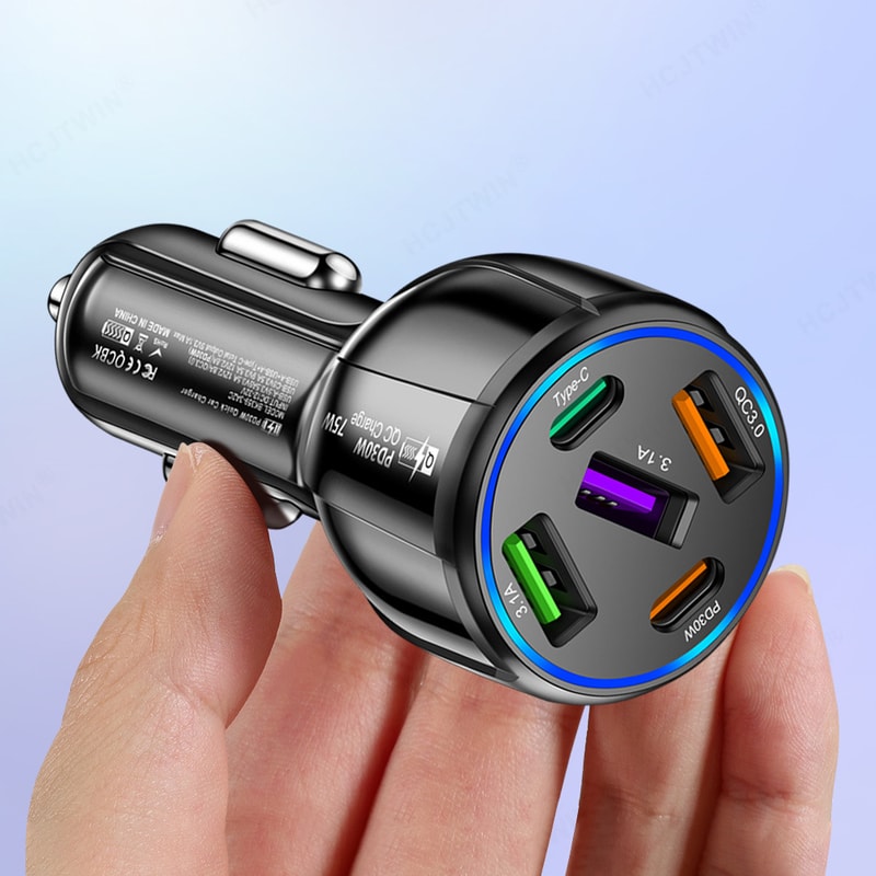 Fast Charging Car Phone Charger for iPhone, Samsung, Xiaomi, Quick Charge Cigarette Lighter Adapter