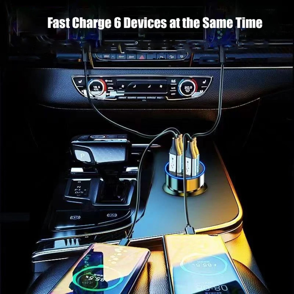 Dual PD Car Phone Charger Adapter Super Fast Charge Voltage Display For IPhone Samsung OPPO 2