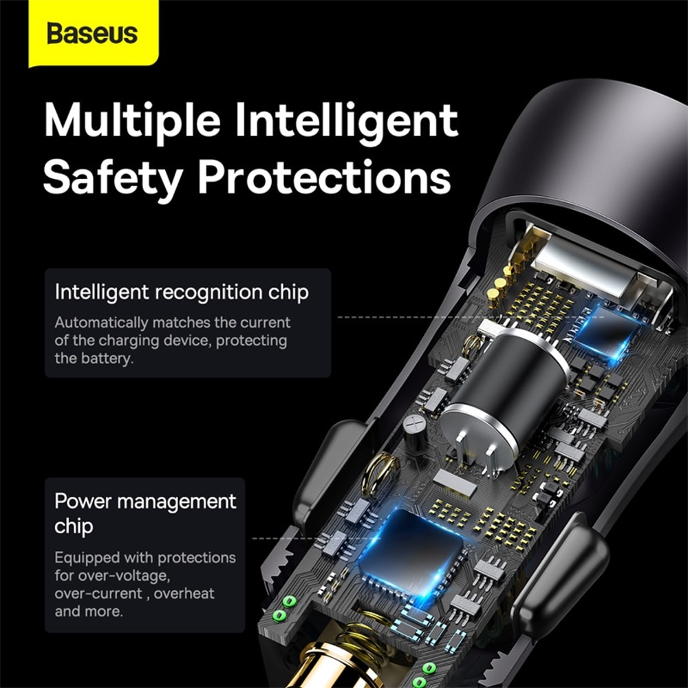 Baseus 60W Metal USB Type C Car Charger Quick Charge SCP AFC QC 40 PD 27W USBC Phone Charger For IP