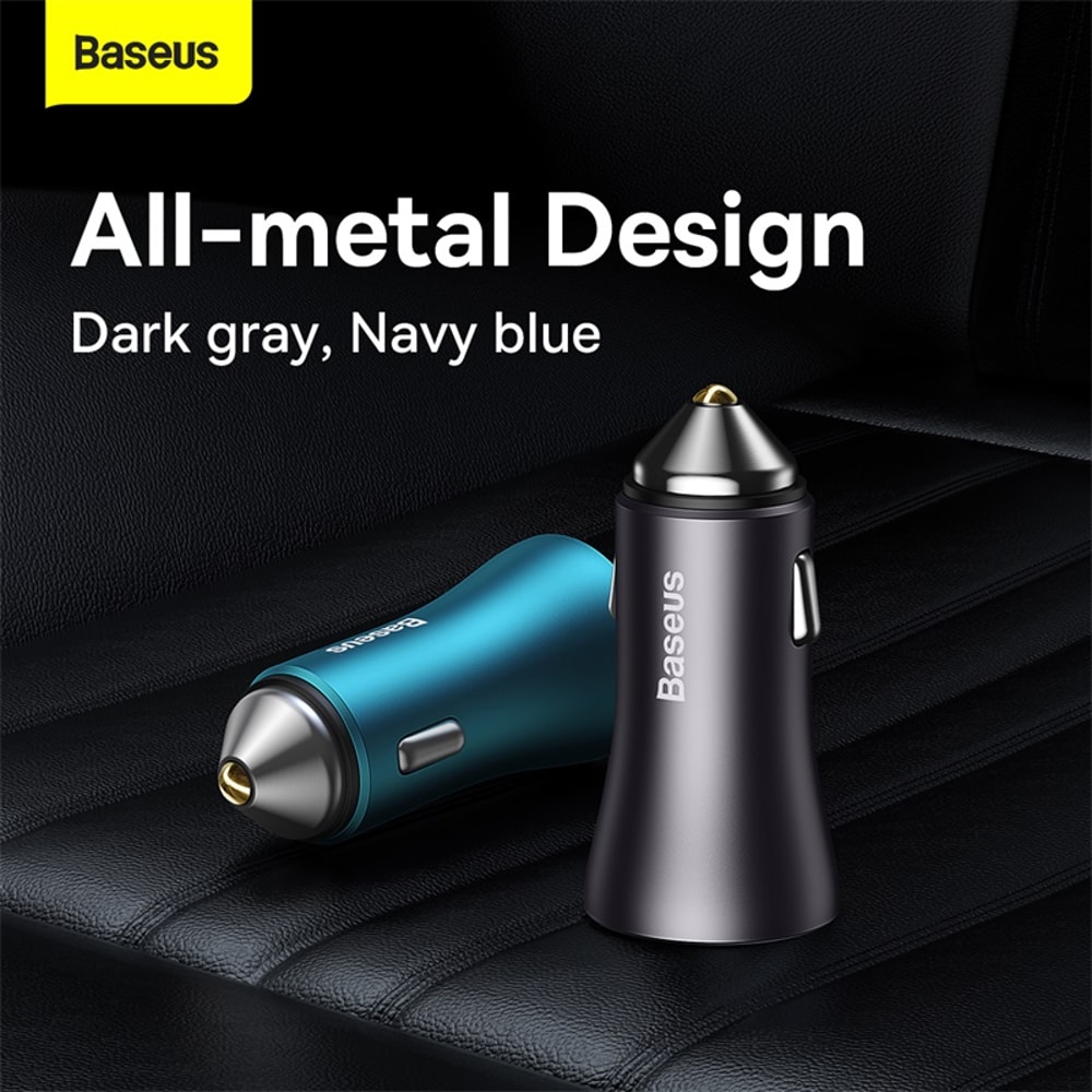 Baseus 60W Metal USB Type C Car Charger Quick Charge SCP AFC QC 40 PD 27W USBC Phone Charger For IP