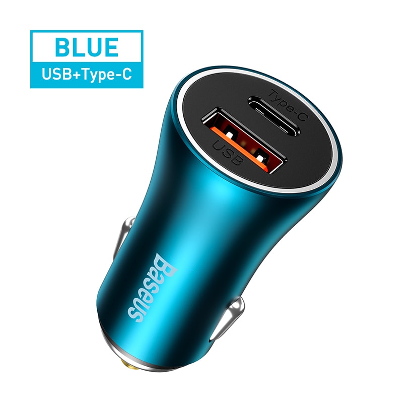 Baseus 60W Metal USB Type C Car Charger Quick Charge SCP AFC QC 40 PD 27W USBC Phone Charger For IP