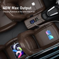 type c fast car phone charger, multi usb charger for android, iphone with led display