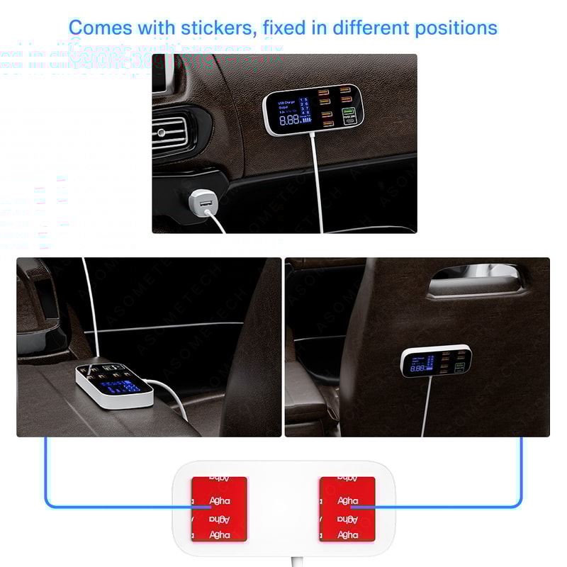 Type C Fast Car Phone Charger Multi USB Charger For Android IPhone With LED Display 4