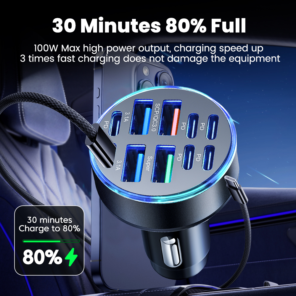Fast Charging Car Charger Adapter for iPhone, Samsung, Huawei, Xiaomi, Quick Charge Car Phone Charger