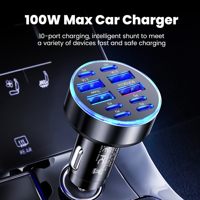 Fast Charging Car Charger Adapter for iPhone, Samsung, Huawei, Xiaomi, Quick Charge Car Phone Charger