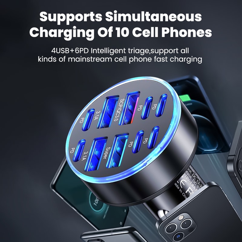 Fast Charging Car Charger Adapter for iPhone, Samsung, Huawei, Xiaomi, Quick Charge Car Phone Charger