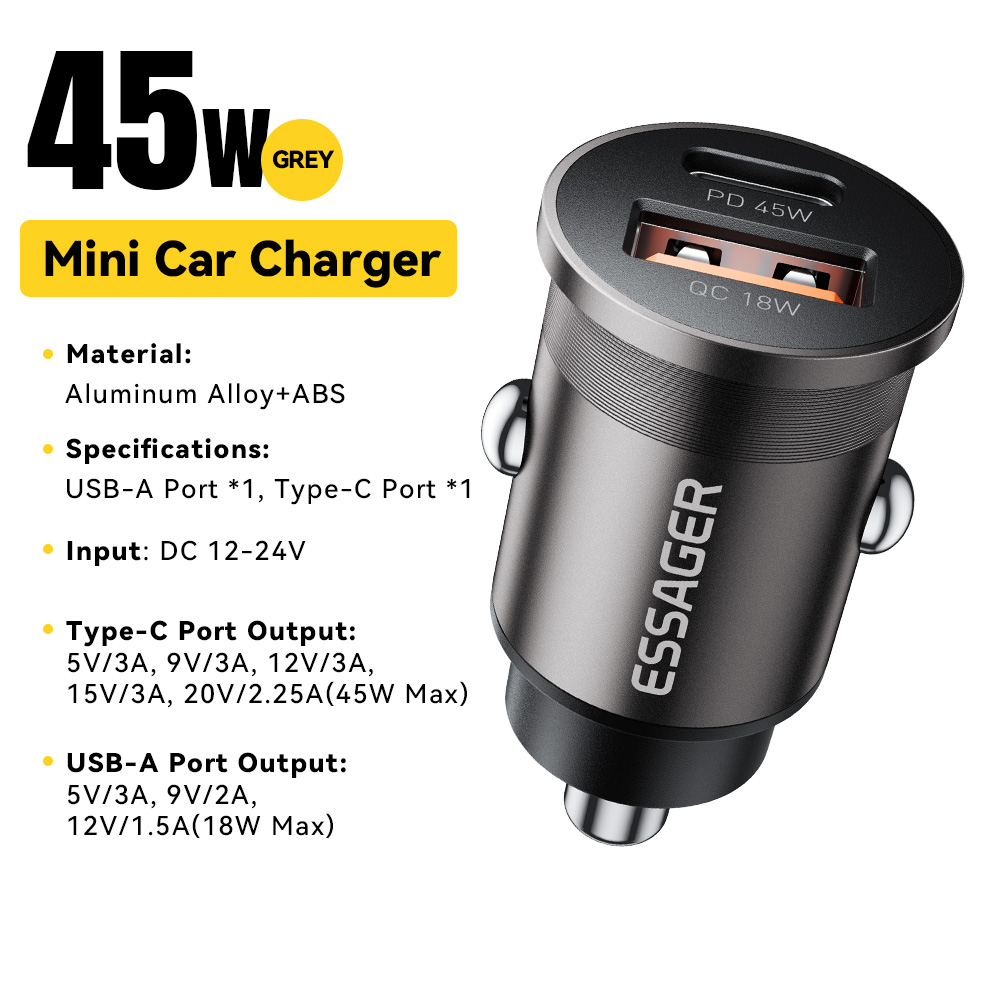 USB Type C Mini Car Charger Mobile Phone Charger For IPhone Samsung Huawei Xiaomi IPad 5