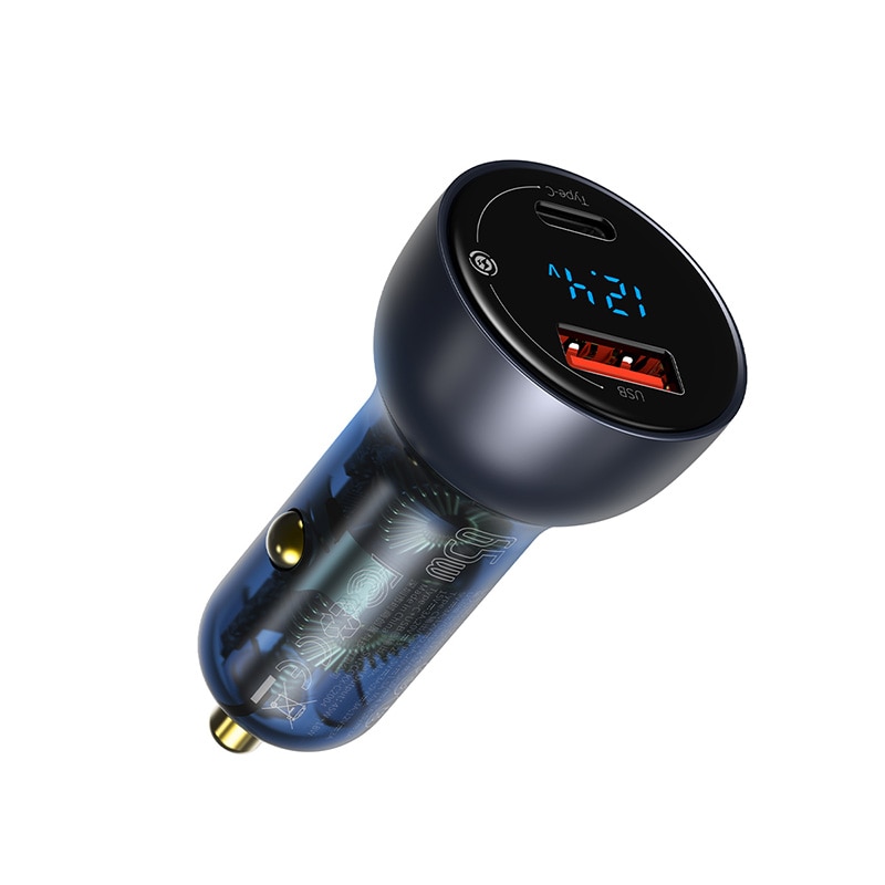 Translucent Car Phone Charger For IPhone Charger USB Type C Dual Port PD QC Fast Charging For Lapto 0