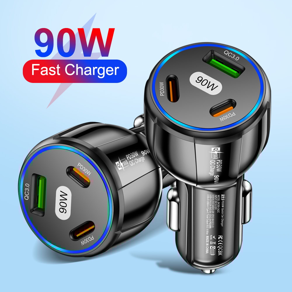 Quick Charger in Car, Ports PD USB Car Charging Mobile Phone Type C Adapter for iPhone Pro Max Samsung