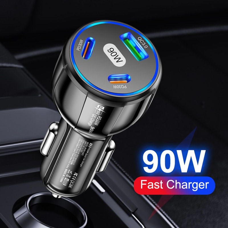 Quick Charger in Car, Ports PD USB Car Charging Mobile Phone Type C Adapter for iPhone Pro Max Samsung